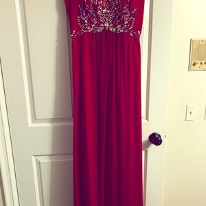 Red strapless heart shape gown